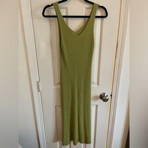 Green Ribbed Bodycon Dress